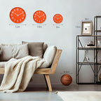 Wall Clock 12 Inch Orange Modern Simple Quartz Decorative Clock Non-Ticking - Image 3