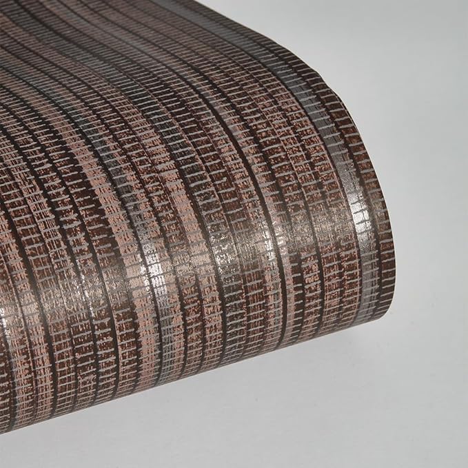 Tempaper Textured Brown & Metallic Silver Faux Grasscloth Removable Peel and - Image 10