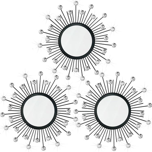 3 Pack Metal Mirrors for Wall Sunburst Wall Mirrors Home Décor Decorative by Uaussi