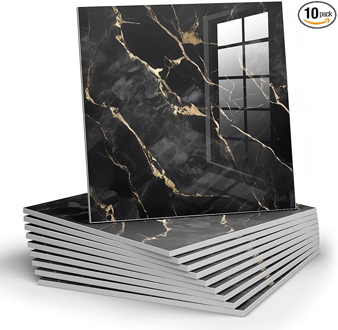 Chejiaye 10pcs Marble Peel and Stick Backsplash Waterproof Washroom Wall Panels by Chejiaye
