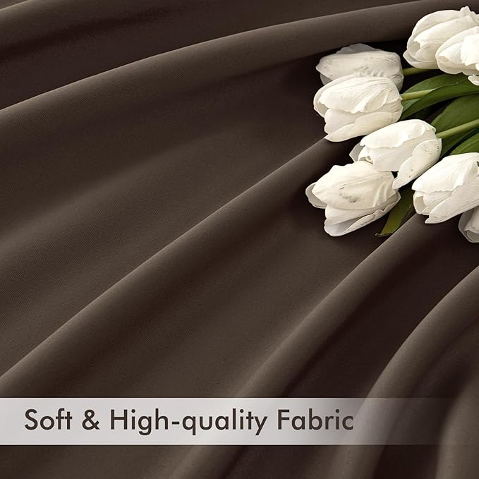 MIULEE Chocolate Brown Back Tab Blackout Curtains 120 Inch Long 2 Panels Set - Image 6
