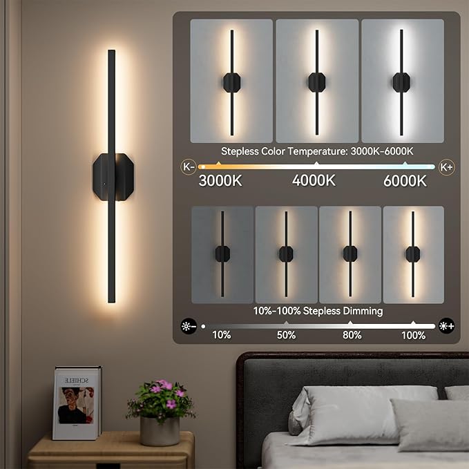 Battery Operated Wall Sconce Set of Two, Wireless Wall Sconces USB Rechargeable - Image 2