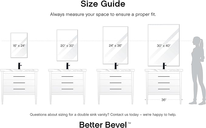 Better Bevel Frameless Rectangle Mirror | 24" x 30" Bathroom Wall Mirror - Image 9