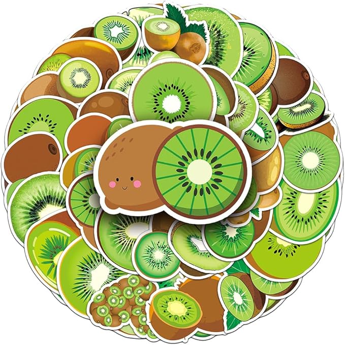 Kiwifruit Stickers for Teens Boys Girls Kids|50 Pcs|Cartoon Cute Vinly Waterproof Stickers for Laptop Tablet Flasks Scrapbook Bottles Phone Luggage Notebook,Fruits Decal Pack(Kiwifruit-50Pcs)