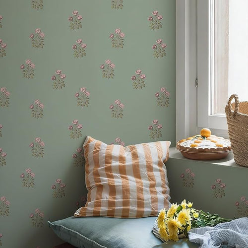 17.3"× 590.5" Vintage Floral Wallpaper Peel and Stick Boho Wallpaper Removable - Image 2