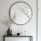 Oruii Black Circle Mirror, 22 inch Round Mirror Metal Frame, Living Room - Image 5