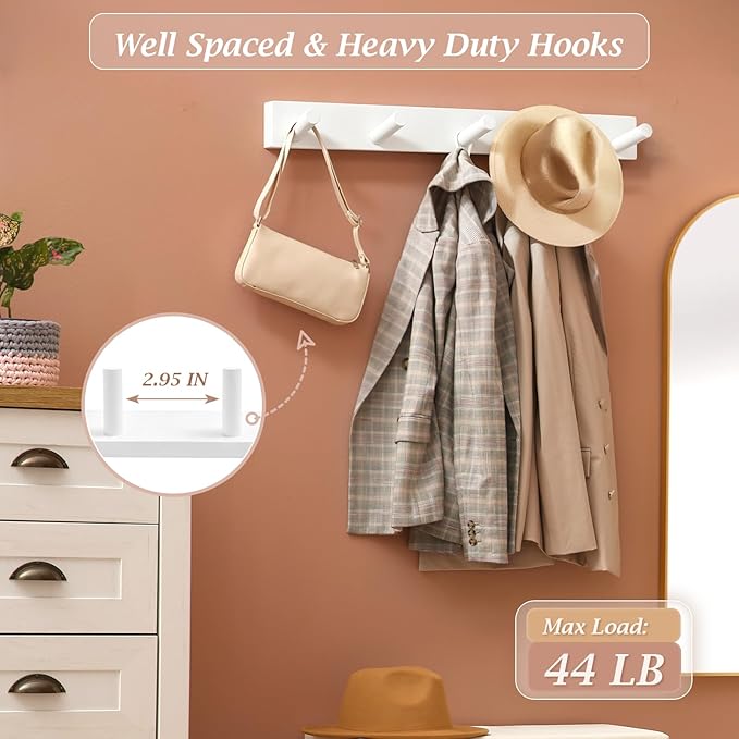 Coat Rack Wall Mount, Wooden Coat Hanger - Image 4