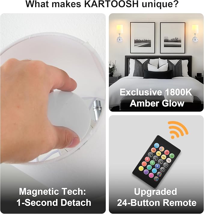 Battery Operated Wall Sconce Set of Two, Wireless Rechargeable Wall Light - Image 4