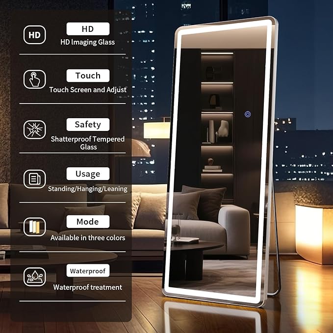 71"x32" LED Full Length Mirror – Standing Floor Body Mirror - Image 4