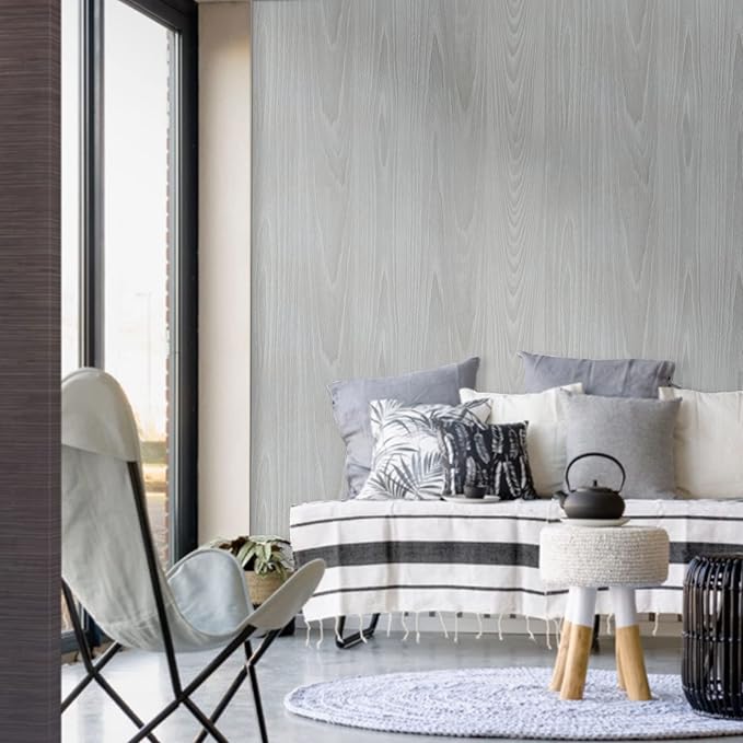 practicalWs 17.7"×393.7" Grey Wood Contact Paper, Waterproof Gray Wallpaper - Image 7