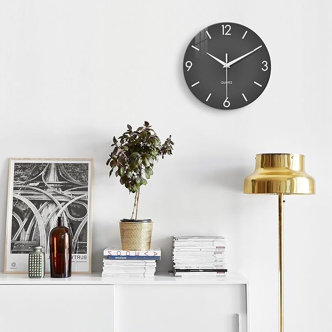 XFM Modern Wall Clock 20 Inch Large Grey Wall Clocks Battery Operated Gray - Image 4