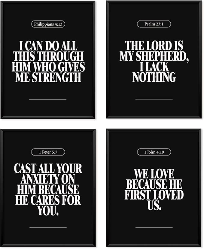 Locomiss Black Christian Wall Art Decor Posters, Minimalist Jesus Scripture by Unknown