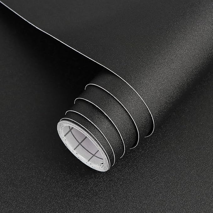 17"x120" Black Wallpaper Peel and Stick Contact Paper, Matte Black Wallpapers by ArthomeWALLDECOR