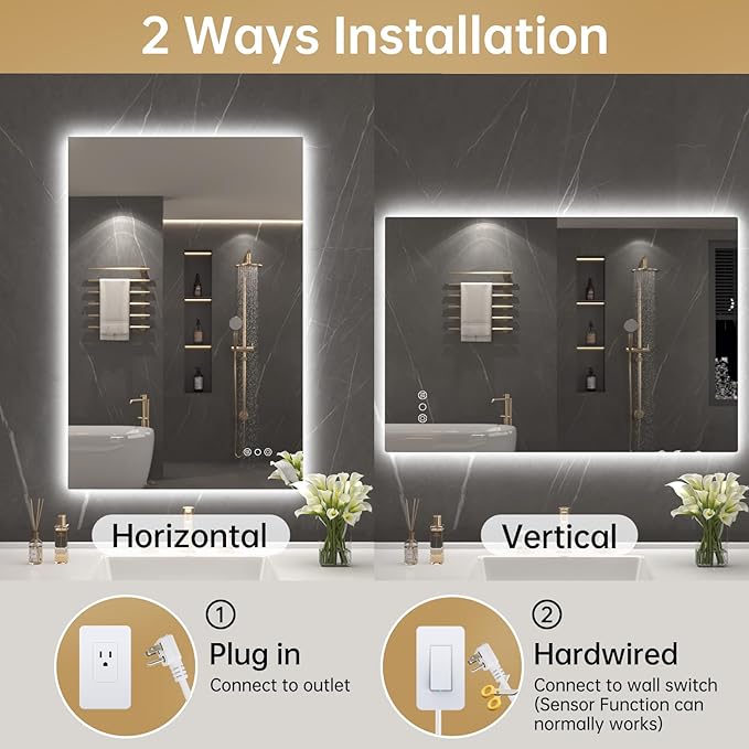 LOVESPEJO 24"x36" Backlit Mirror Bathroom, LED Bathroom Mirror - Image 8
