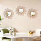 3 Pack Metal Mirrors for Wall Sunburst Wall Mirrors Home Décor Decorative - Image 3