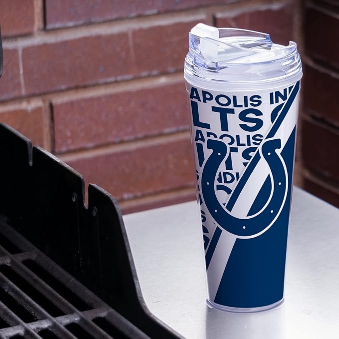 NFL Football 24oz Acrylic Tumbler with Hinged Lid, Officially Licensed Double Wall Tumbler for NFL Fans