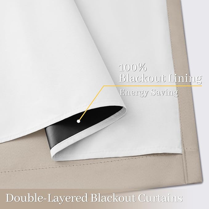 Yakamok 100% Blackout Curtain Panels 72 inches Cold and Light Blocking Drapes - Image 4