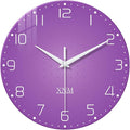 XNM Large Wall Clock for Girls Room 16 Inch Purple Clock Battery Operated Glass by XNMwallclock