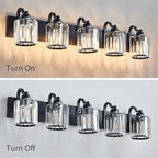 Crystal Vanity Light Black 5 Lights Modern Bathroom Vanity Lighting Fixtures - Image 5