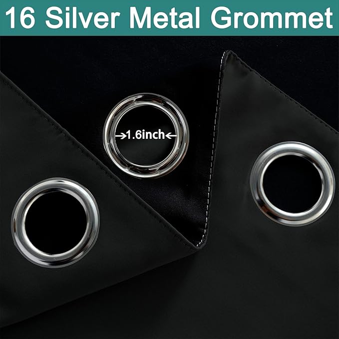 Yakamok 100% Blackout Thermal Insulated Grommet Curtains, Noise Reducing - Image 3