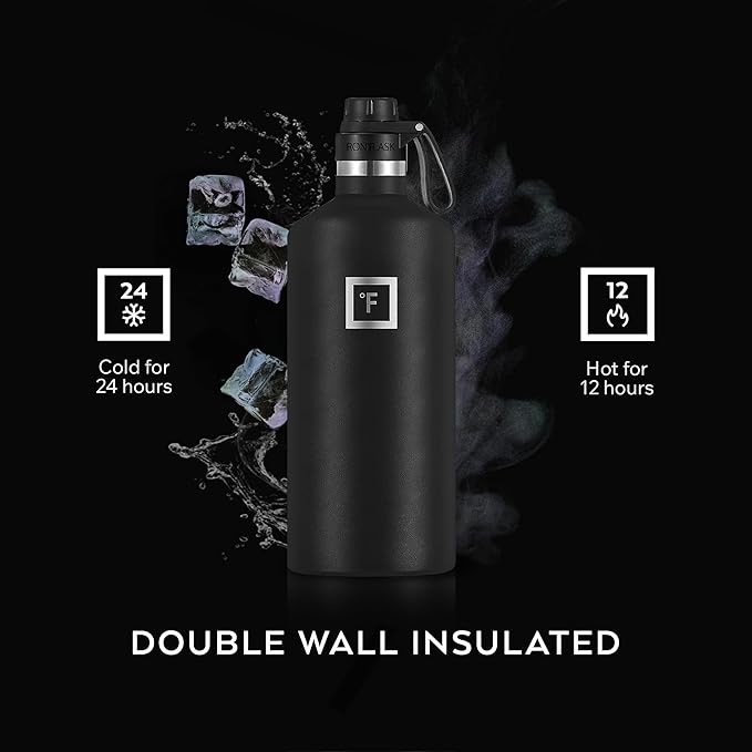 IRON °FLASK Camping & Hiking Hydration Flask with Spout, BPA-Free Insulated Stainless Steel Sports Water Bottle - 64 oz Sky