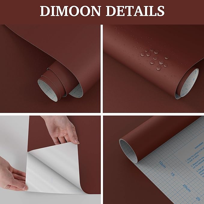 Dimoon 78.7"x17.7" Peel and Stick Wallpaper Dark Red Contact Paper - Image 6