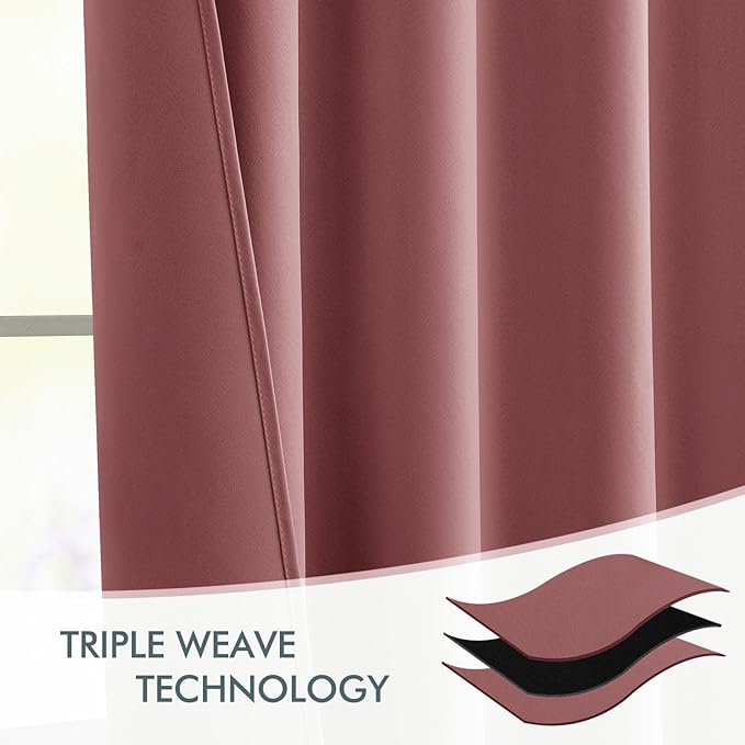 MIULEE Dusty Rose Back Tab Blackout Curtain 96 Inch Long 2 Panels Set - Image 7