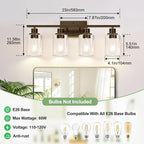 Indoi 4 Light Bathroom Light Fixtures, Oil-Rubbed Bronze Modern Vanity Lights - Image 8