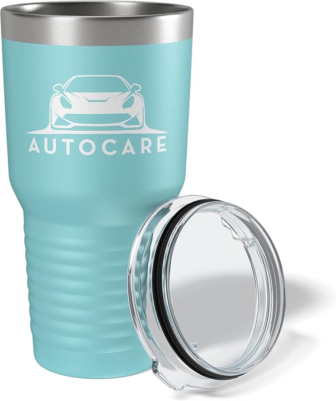 Personalized 30oz (17 Colors) Printed Insulated Stainless Steel Powder Coated Tumbler with Lid - Custom Bulk Promotional Items with your Logo - Bulk Company Small Business Party Favors (Teal)