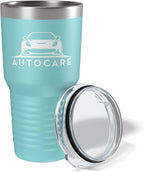 Personalized 30oz (17 Colors) Printed Insulated Stainless Steel Powder Coated Tumbler with Lid - Custom Bulk Promotional Items with your Logo - Bulk Company Small Business Party Favors (Teal)