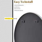 VooBang Black Round Bathroom Mirror, 42 inch Large Circle Wall Mounted Hanging - Image 6
