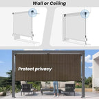 8'W x 6'H Mocha Patio Shades Roll up Outdoor Roller Shade Crank Wand Blind - Image 6