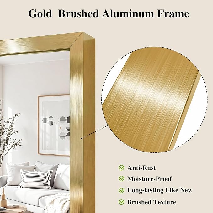 Koonmi Gold Mirrors for Wall, 30x48 Inch Bathroom Mirror, Rectangular Wall - Image 4