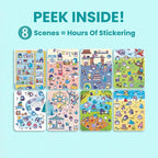 Cupkin Penguin Sticker Book Activity for Kids, Toddler Airplane Travel Essentials, 300+ Animal Stickers for Kids + 8 Scenes + Coloring Book Pages, Penguin Children's Gift, Crafts Ages 2-8