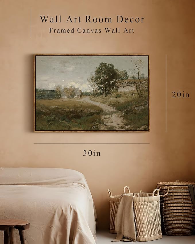 InSimSea Framed Canvas Wall Art Vintage Decor, Vintage Countryside Landscape - Image 4