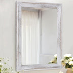 AAZZKANG Mirrors for Wall Rustic Wood Framed Hanging Mirror 26"x18" Decorative by AAZZKANG