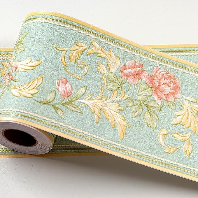 AbaBoorty 394"X4.1" Green Floral Wallpaper Border Decor Peel and Stick Wall by AbaBoorty