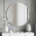 White Round Mirror 18 inch, Bathroom Mirror, Round Wall Mirrors by Mfring