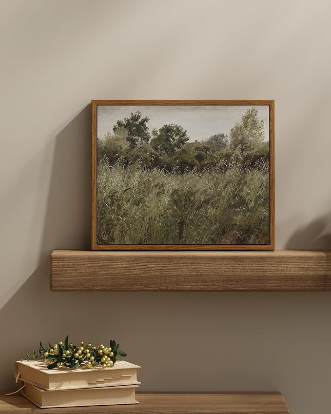 InSimSea Framed Canvas Wall Art Vintage Decor, Painting Wall Decor, Grassland - Image 2