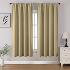 CUCRAF Beige Blackout Curtains 54 inch Length 2 Panels Set, Rod Pocket Room by CUCRAF