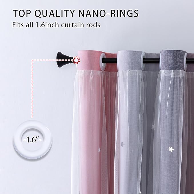 XiDi Pink and Grey Star Blackout Curtains - Image 4