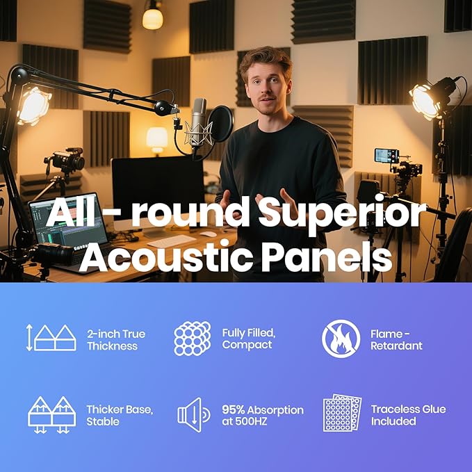 Focusound Grey Acoustic Panels 50 Pack 2"x12"x12" - Image 6