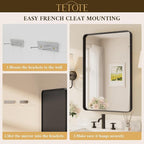 TETOTE 48 x 30 Inch Bathroom Mirror, Matte Black Modern Metal Frame Rectangle - Image 7