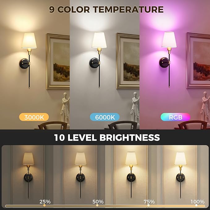 DORESshop Battery Operated Wall Sconce Set of 2, Wireless Wall Light Easy to - Image 5