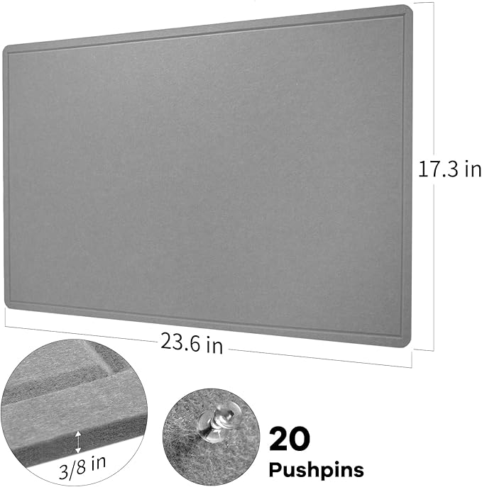 Lightomorrow Bulletin Board, 24 x 18 inches Felt Board Decorative Pin Board - Image 4