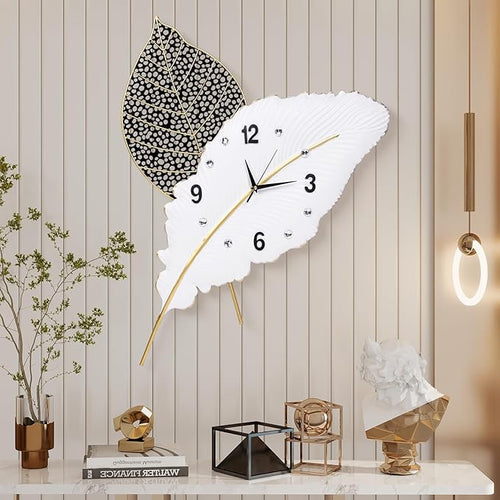 18x27 inch Large Modern Feather Leaf Shape Wall Clock by Wecreatemoderndesign