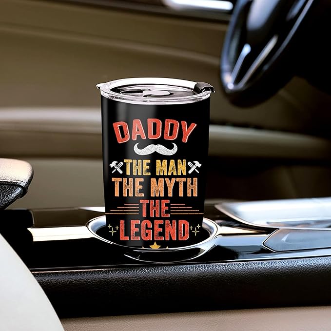 WAZONE Personalized Dad Tumbler With Lids Custom Name Inspiring Quote Unique Presents Christmas Birthday Gift For Dads Daddy Man Grandpa Insulated Cup Stainless Steel Travel Mug 20oz 30oz