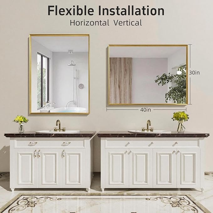 40x30 Inch Gold Bathroom Mirrors - Image 5