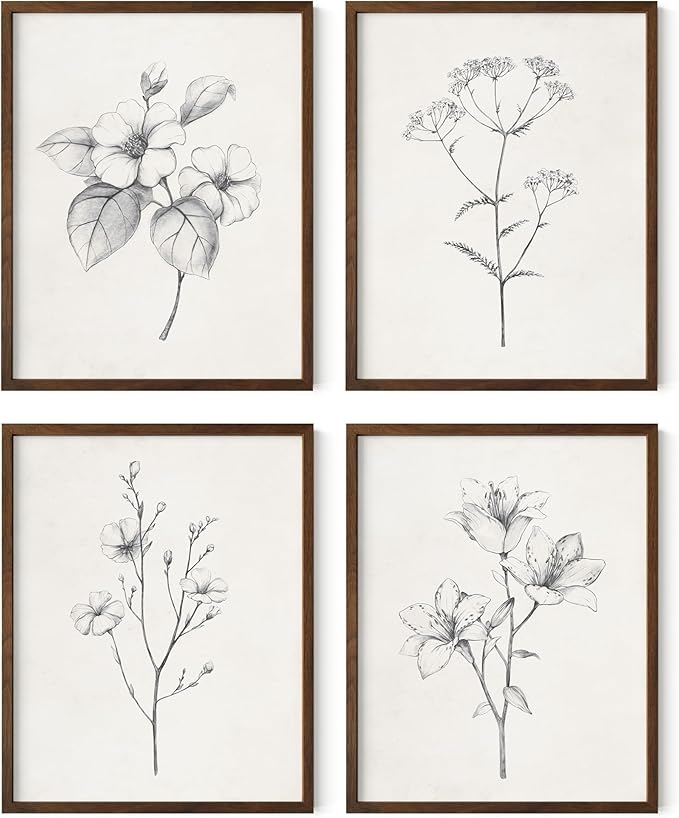 Haus and Hues Grey Floral Wall Art by HausandHuesArtPrints