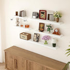 BGMG Wood Floating Shelves 16 inch Set of 2, Rustic Wooden Wall Mount Shelves - Image 2